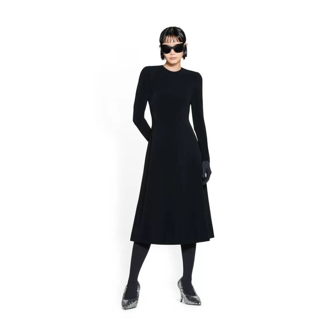 VESTITI E GONNE | VESTITI E GONNE>Balenciaga Abito A-line A Girocollo da Donna in Nero