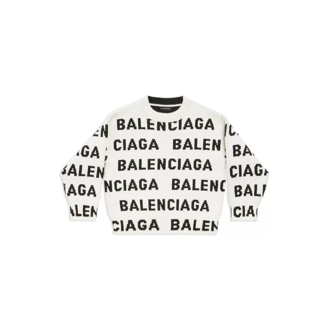 KIDS | KIDS>Balenciaga Bambini - Pullover Bal Horizontal Allover in Bianco/nero