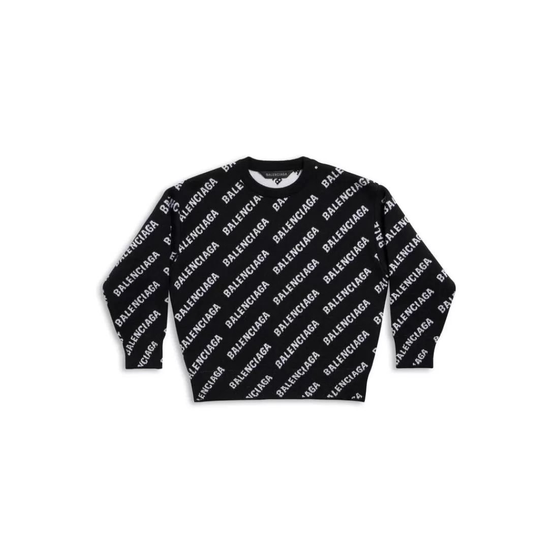 KIDS | KIDS>Balenciaga Bambini - Pullover Bal Horizontal Allover in Nero