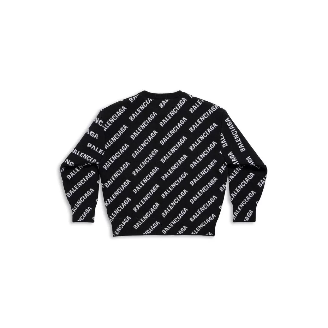 KIDS | KIDS>Balenciaga Bambini - Pullover Bal Horizontal Allover in Nero