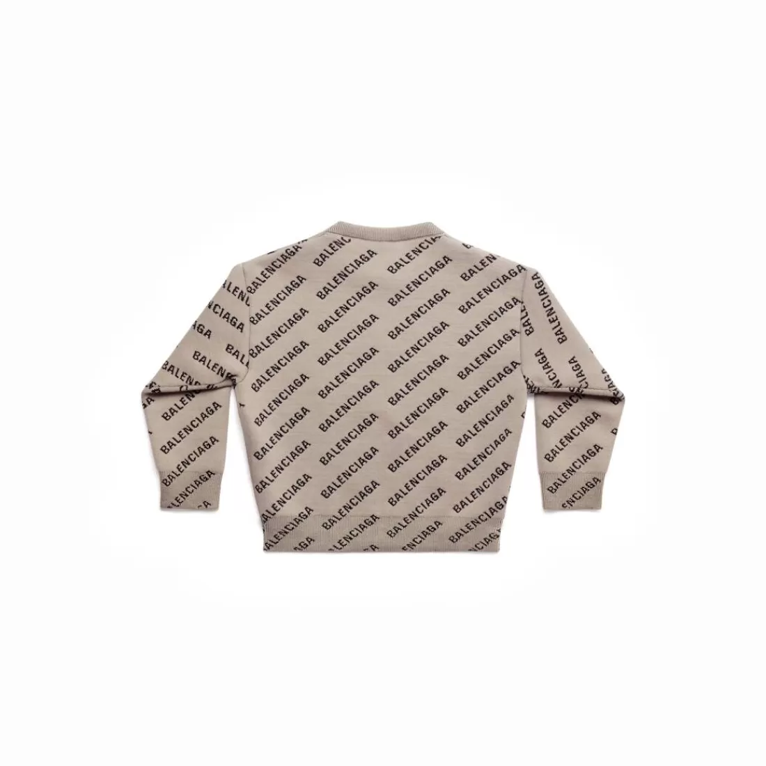 KIDS | KIDS>Balenciaga Bambini - Pullover Mini Allover Logo in Beige Scuro