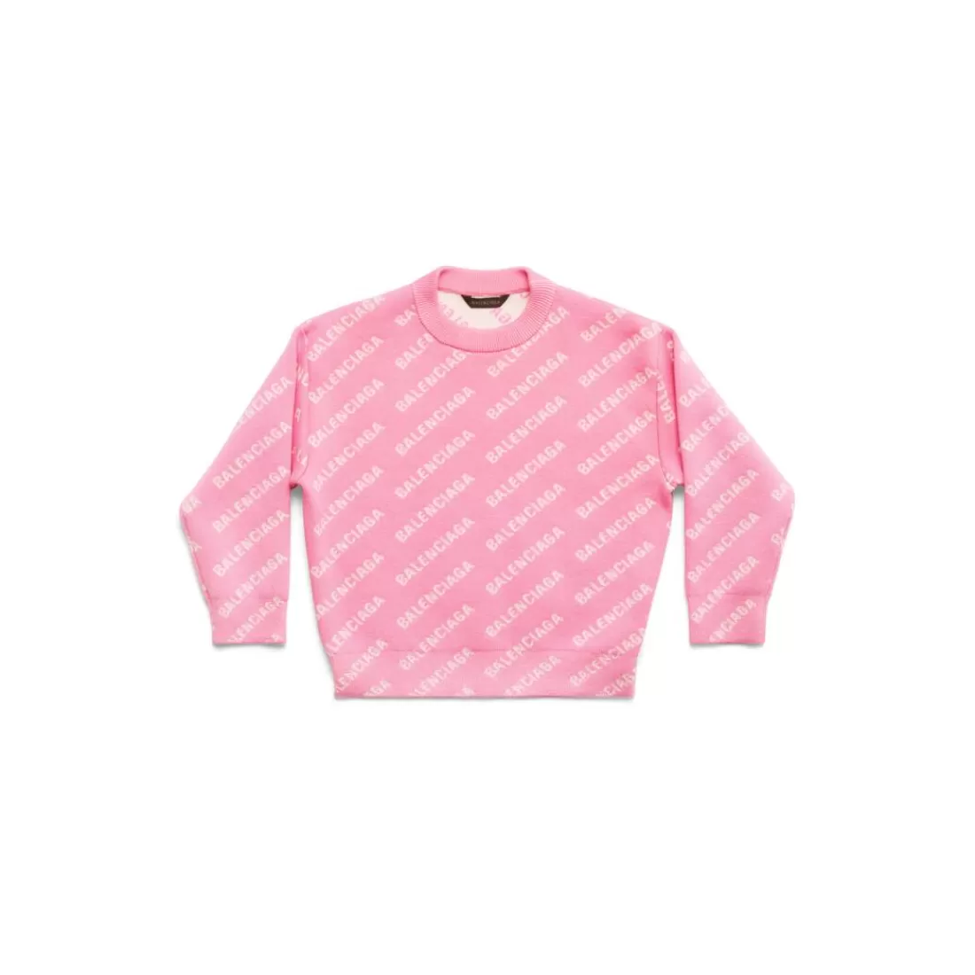 KIDS | KIDS>Balenciaga Bambini - Pullover Mini Allover Logo in Rosa