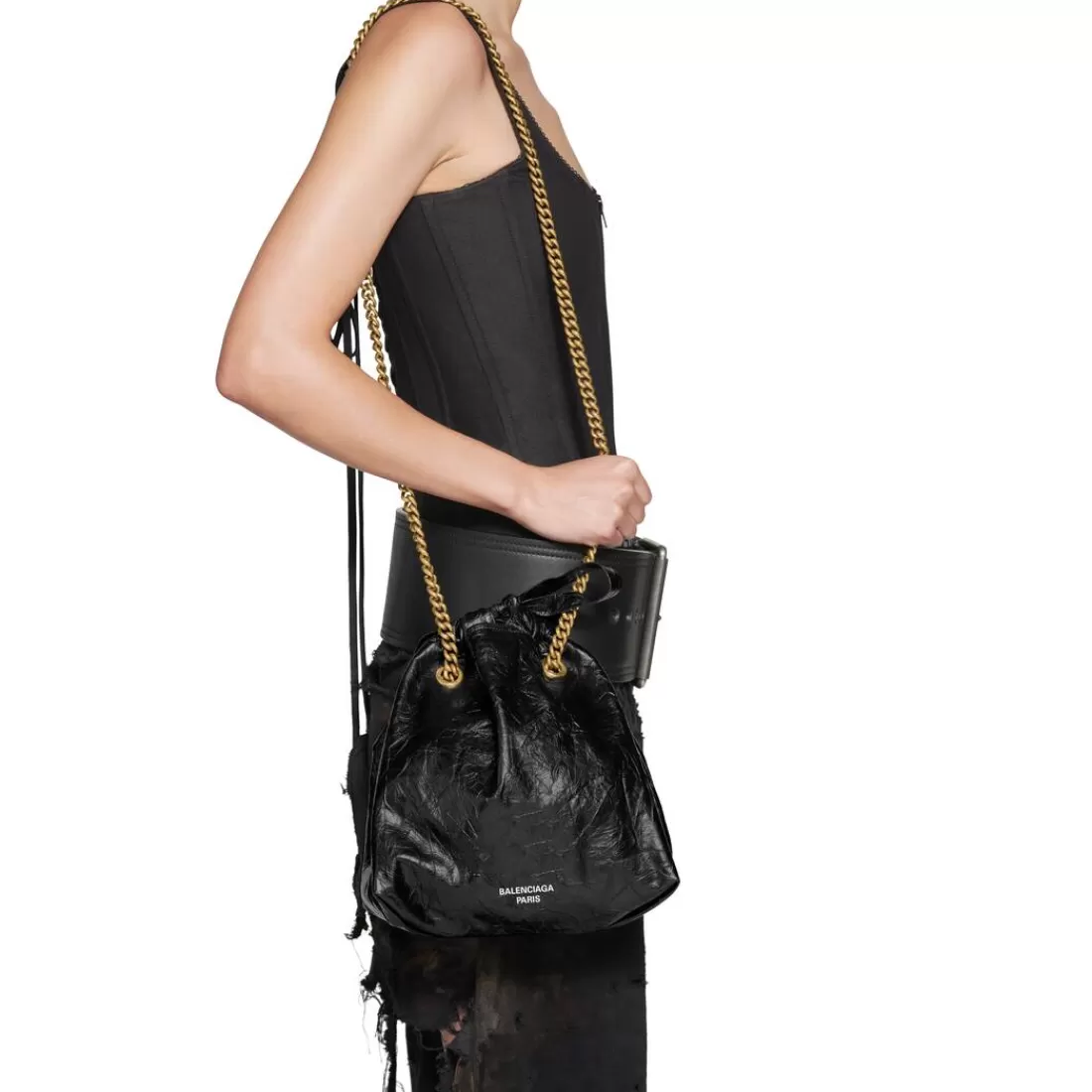 CRUSH | CRUSH>Balenciaga Borsa Tote Crush Piccola  da Donna in Nero