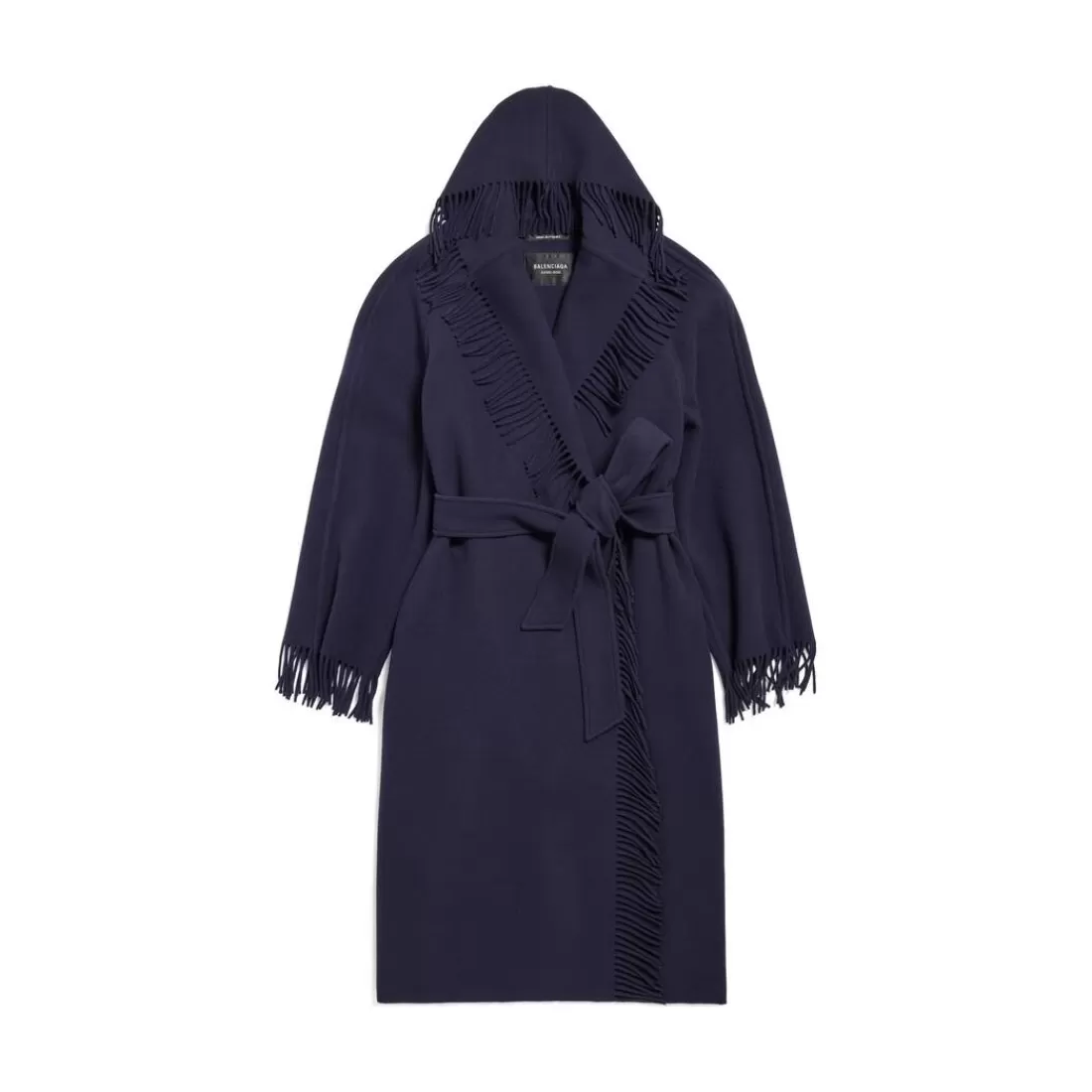 CAPPOTTI E GIACCHE | CAPPOTTI E GIACCHE>Balenciaga Cappotto Con Frange da Donna in Blu Scuro