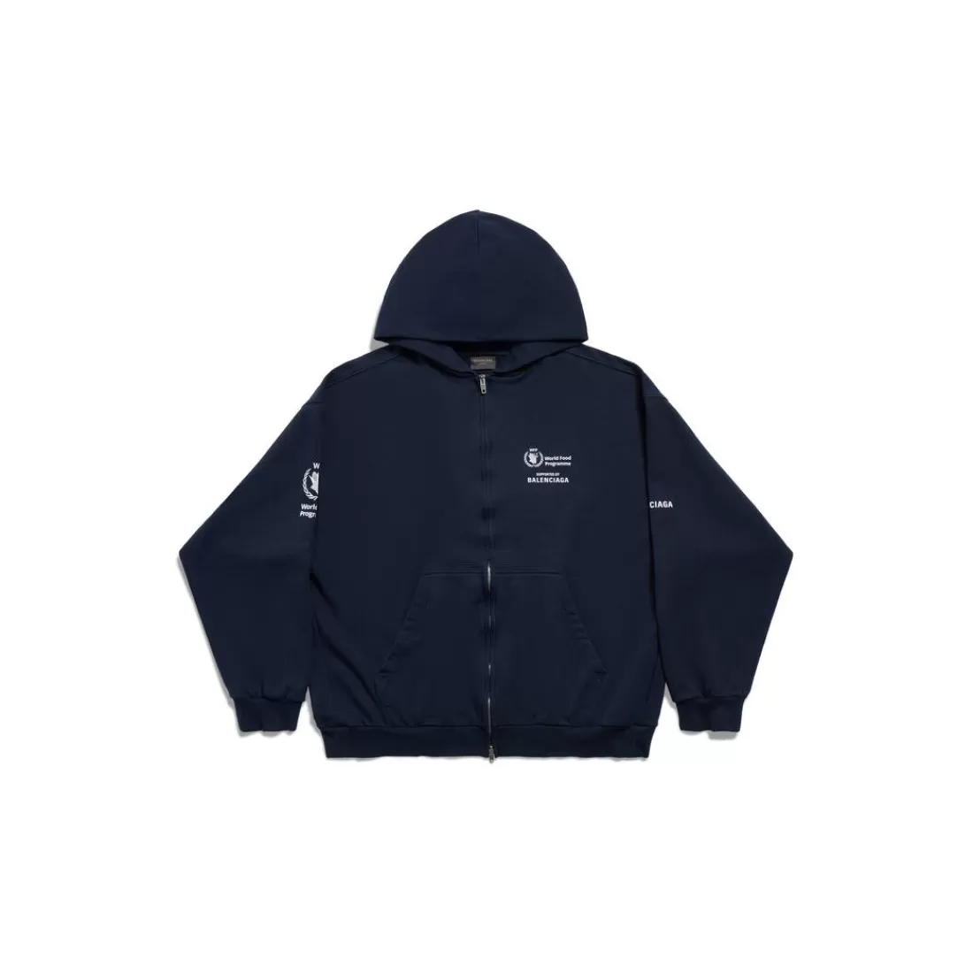 FELPE | FELPE>Balenciaga Hoodie Con Zip Wfp Medium Fit in Blu Scuro/bianco