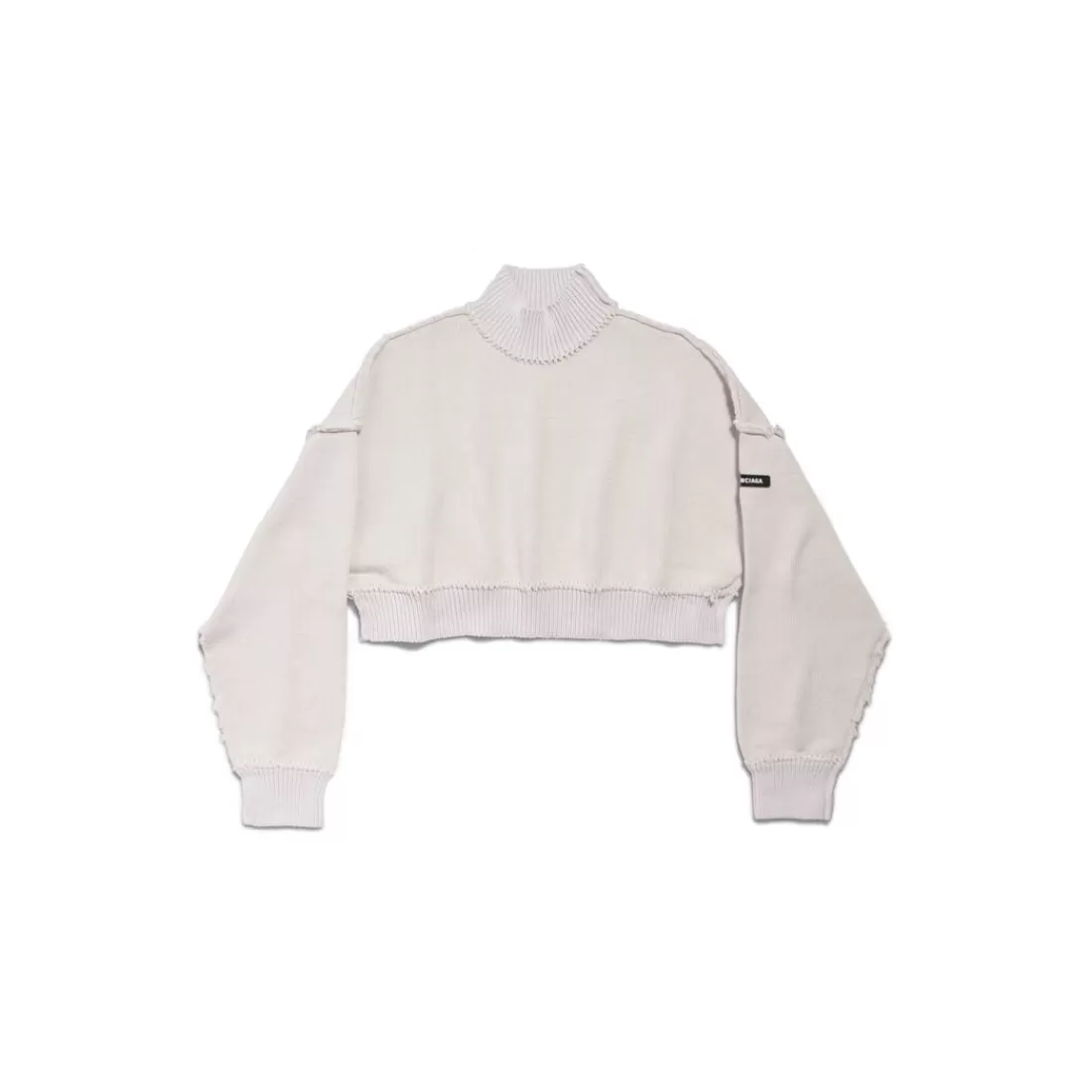 MAGLIERIA | MAGLIERIA>Balenciaga Pullover Cropped Ampio da Donna in Bianco Sporco