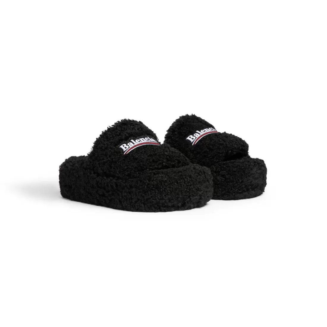 SANDALI E SLIP-ON | SANDALI E SLIP-ON>Balenciaga Sandali Con Zeppa Furry da Donna in Nero