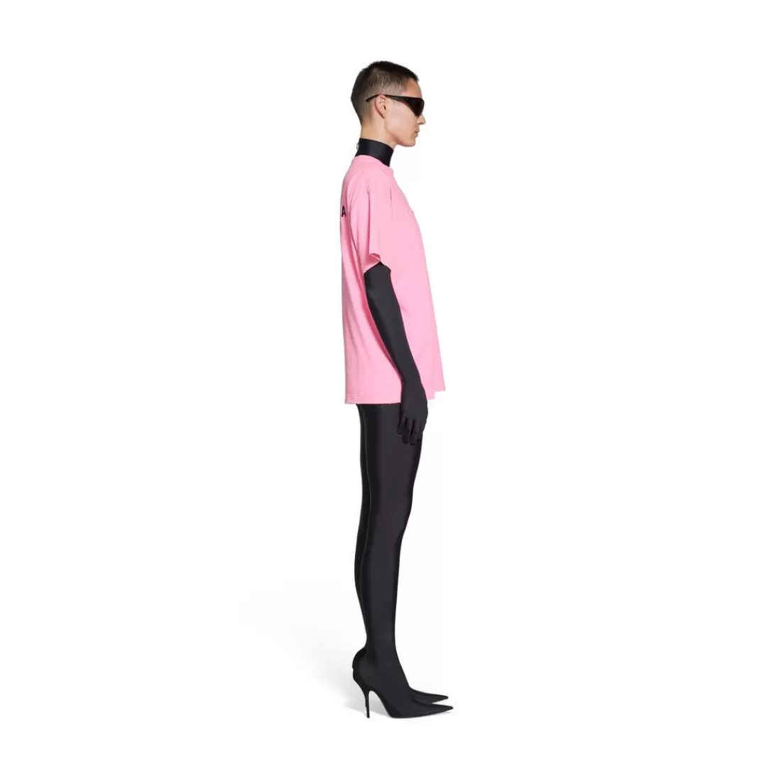 T-SHIRTS | T-SHIRTS>Balenciaga T-shirt Back Medium Fit da Donna in Rosa Fluo