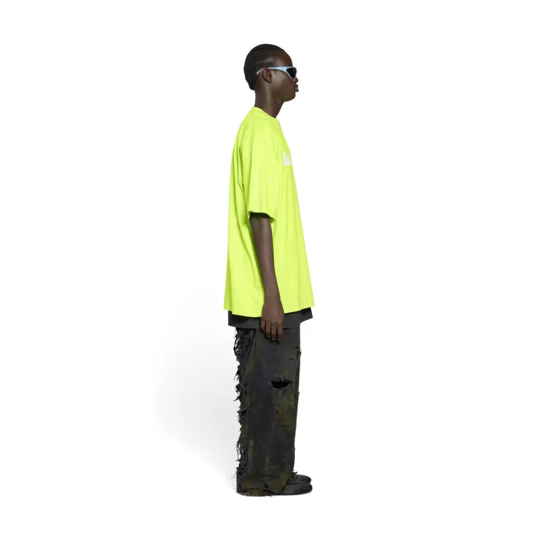 T-SHIRTS | T-SHIRTS>Balenciaga T-shirt Caps Boxy Fit in Giallo Fluo