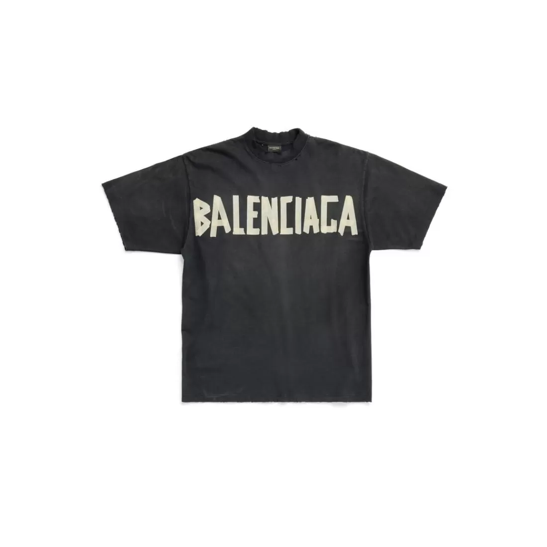 T-SHIRTS | T-SHIRTS>Balenciaga T-shirt Tape Type Medium Fit in Nero Délavé