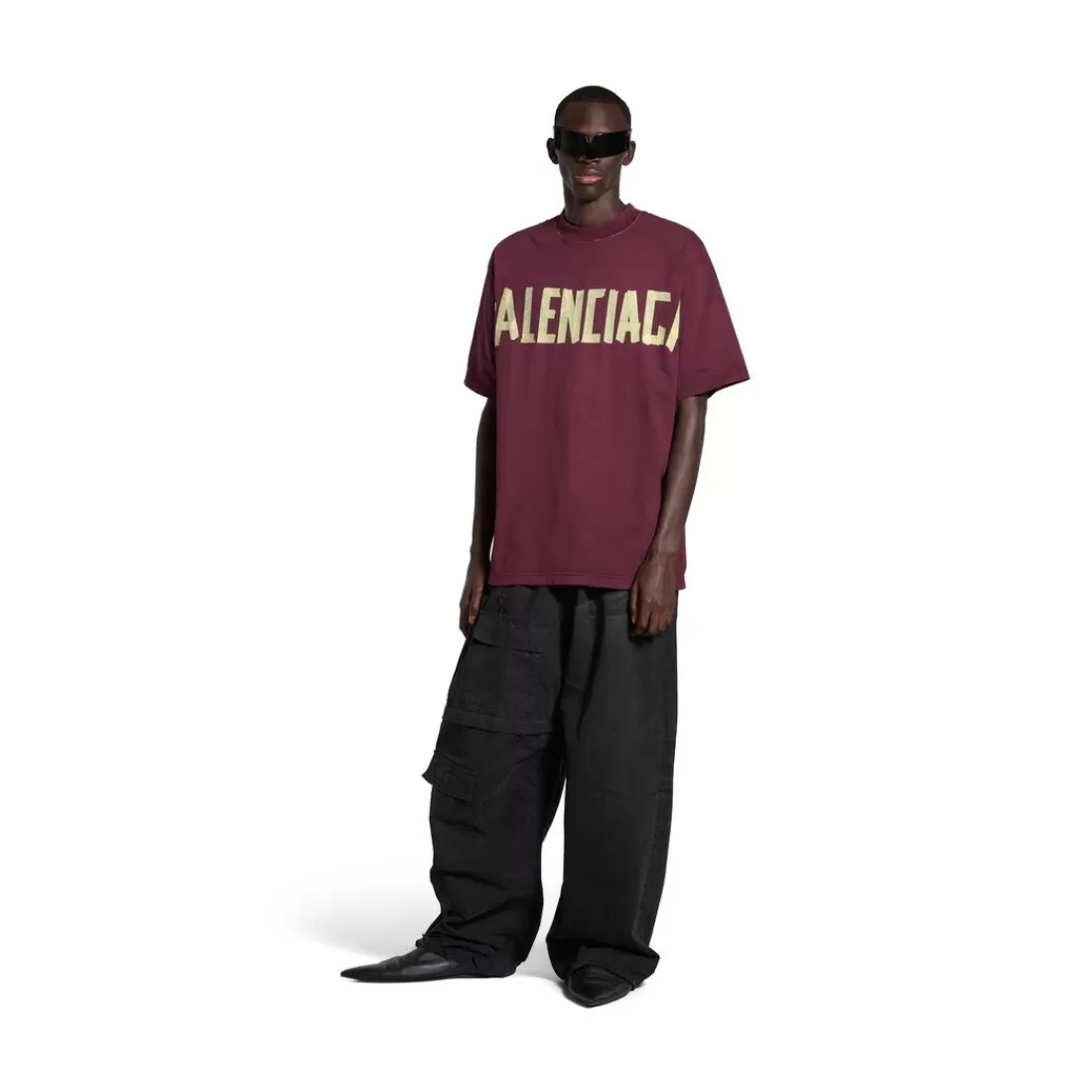 T-SHIRTS | T-SHIRTS>Balenciaga T-shirt Tape Type Medium Fit in Rosso Scuro